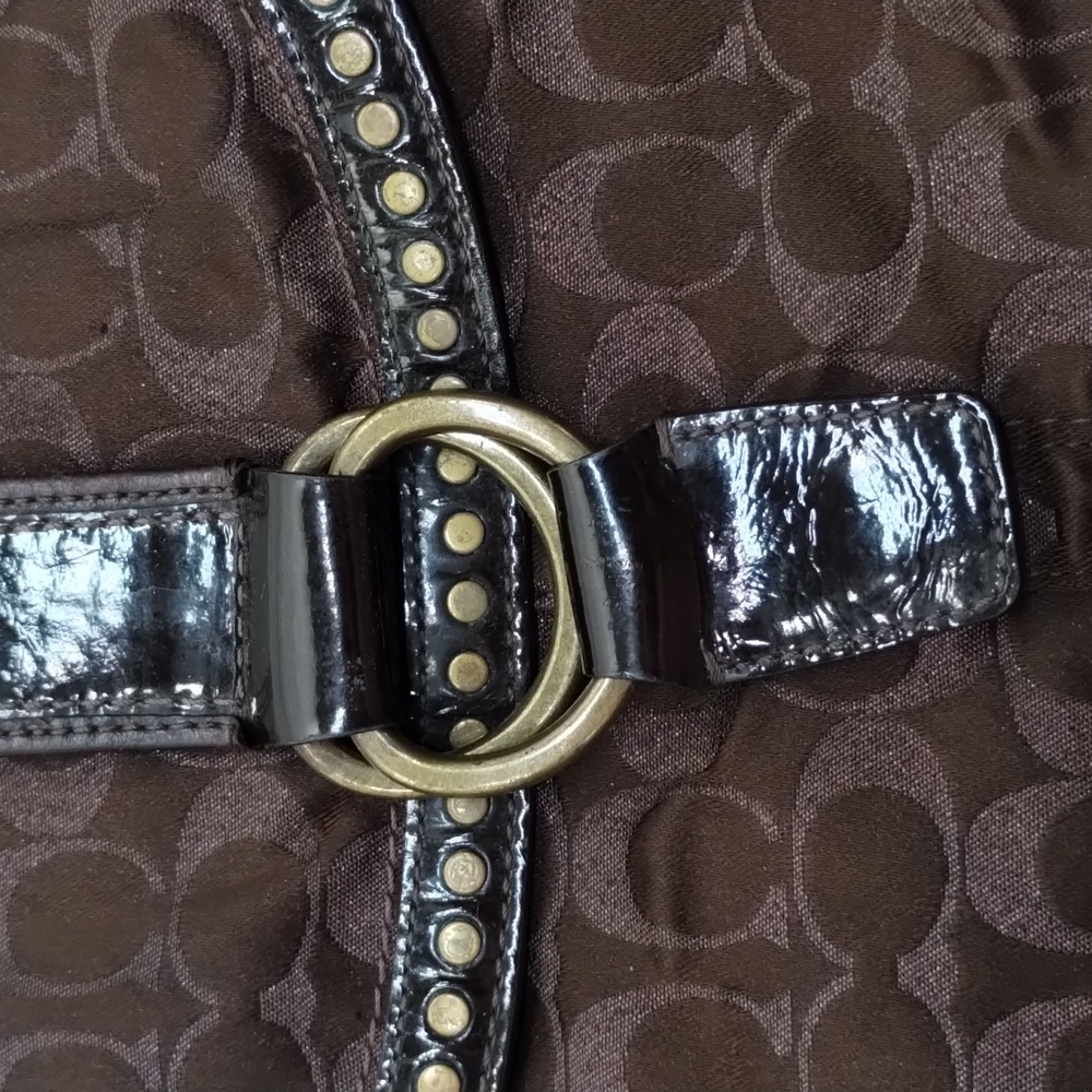 COACH Dark Brown Sparkly Signature Bag - Picture 4 of 14